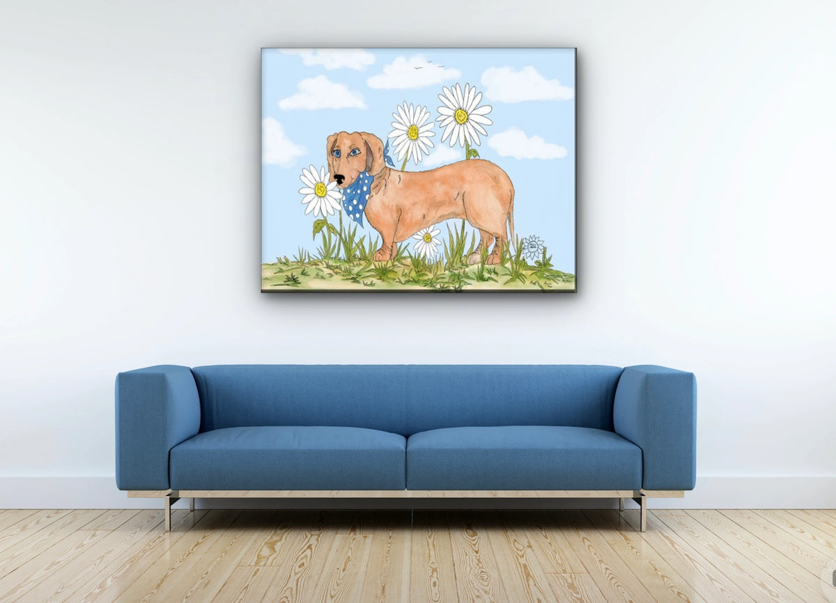 Daisy Among Daisies - extra large 36 x 48 unframed art print shown hanging on a wall