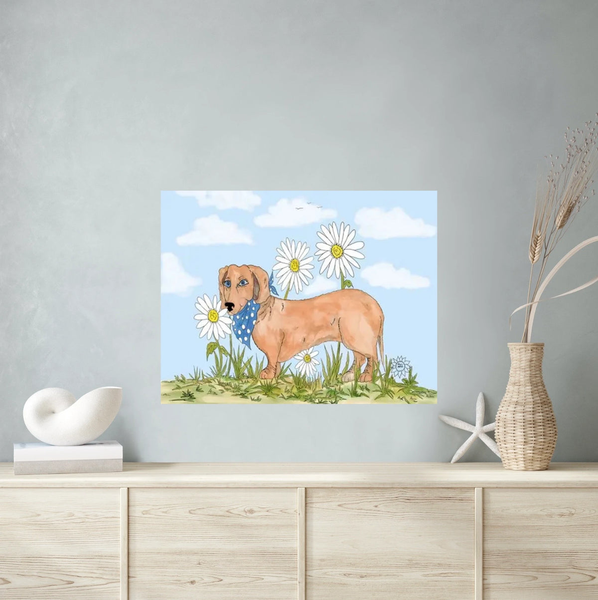 Daisy Among Daisies - extra large 36 x 48 unframed art print shown hanging on a wall