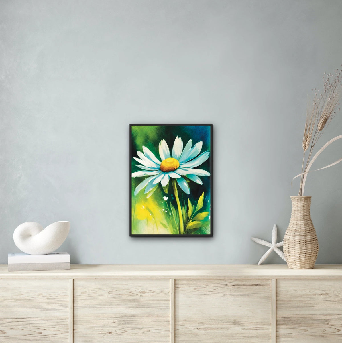 Daisy - large 24 x 36 framed art print shown hanging on a wall