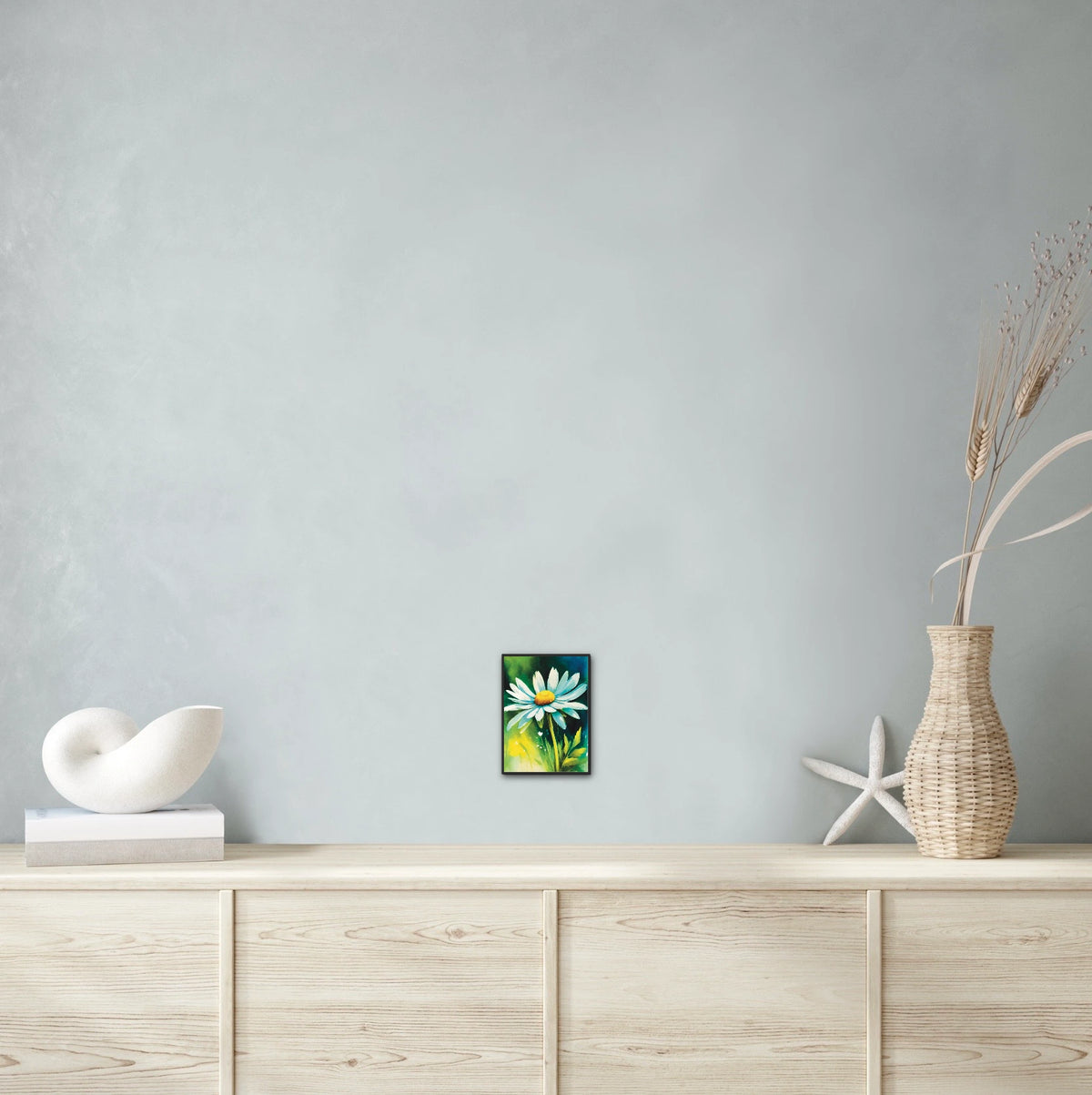 Daisy - small 8 x 10 framed art print shown hanging on a wall