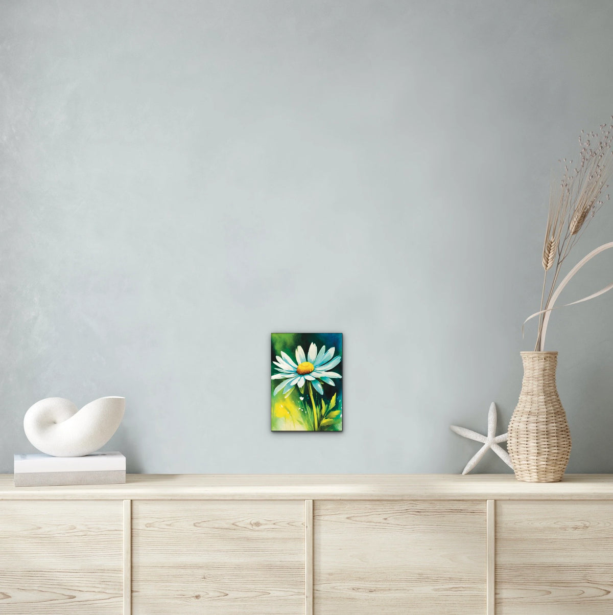 Daisy - medium 12 x 16 unframed art print shown hanging on a wall