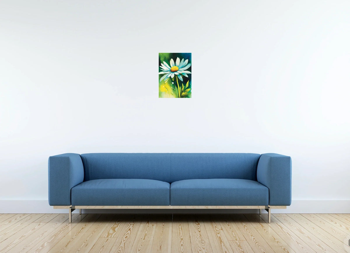 Daisy - medium 12 x 16 unframed art print shown hanging on a wall
