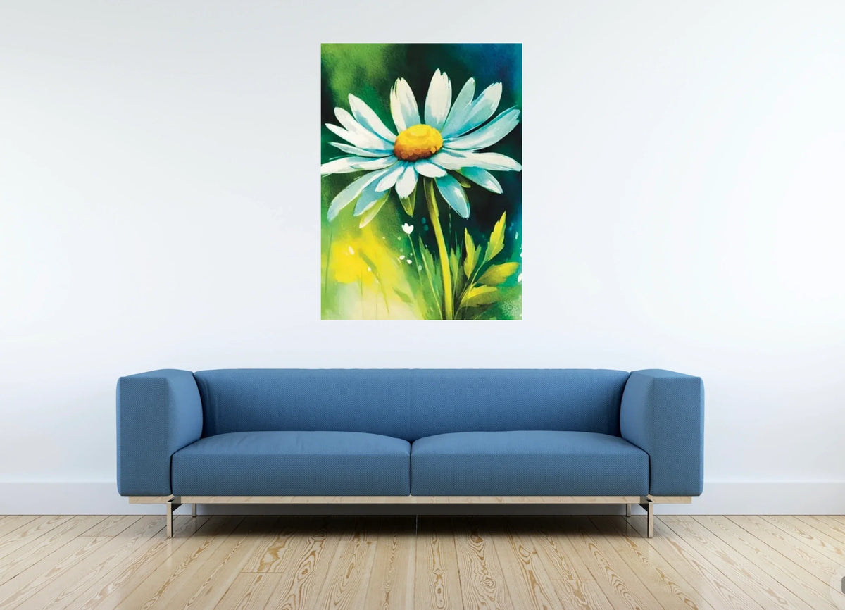 Daisy - extra large 36 x 48 unframed art print shown hanging on a wall
