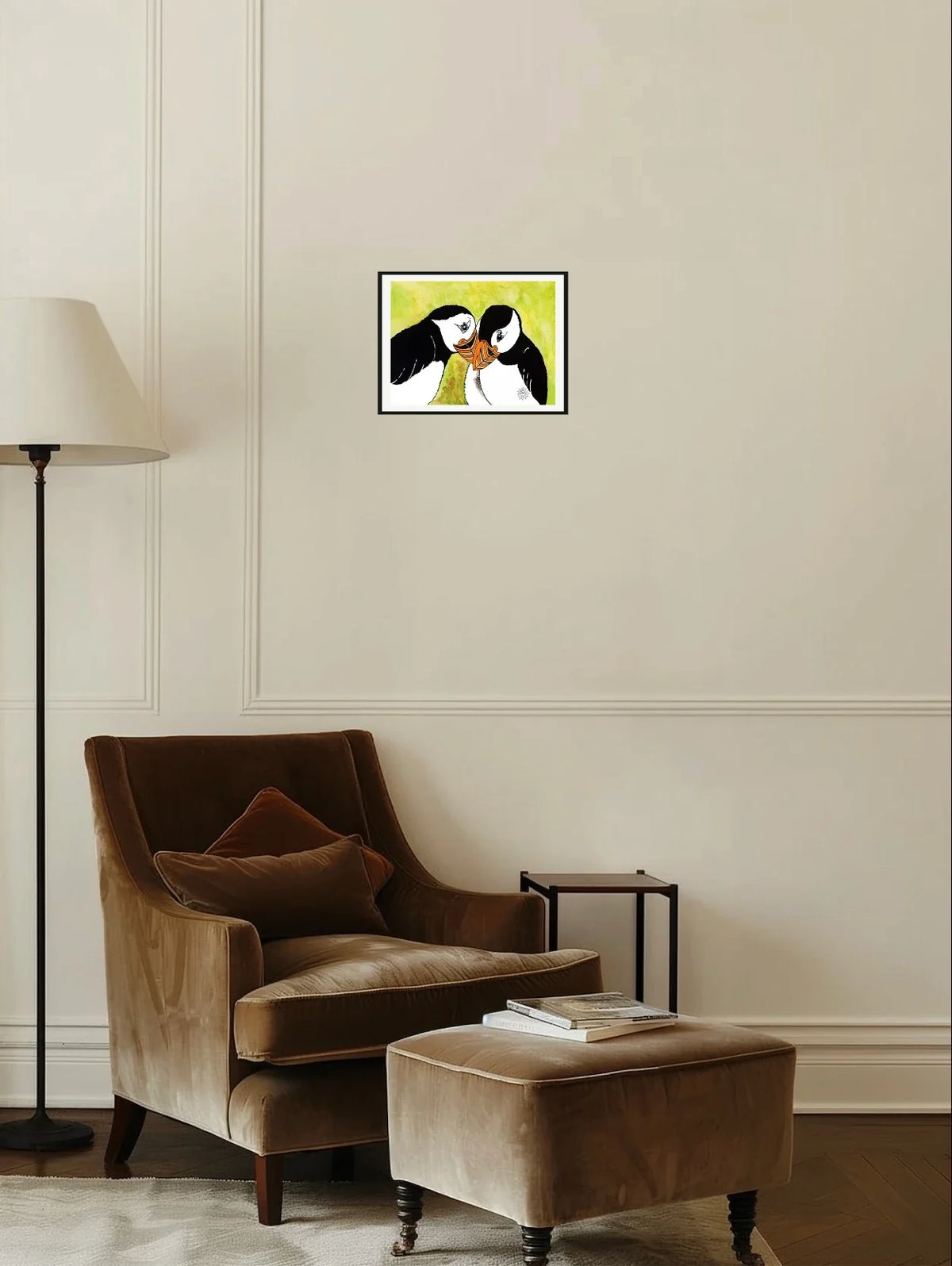Empty Nesters - medium 12 x 16 matted and framed art print shown hanging on a wall