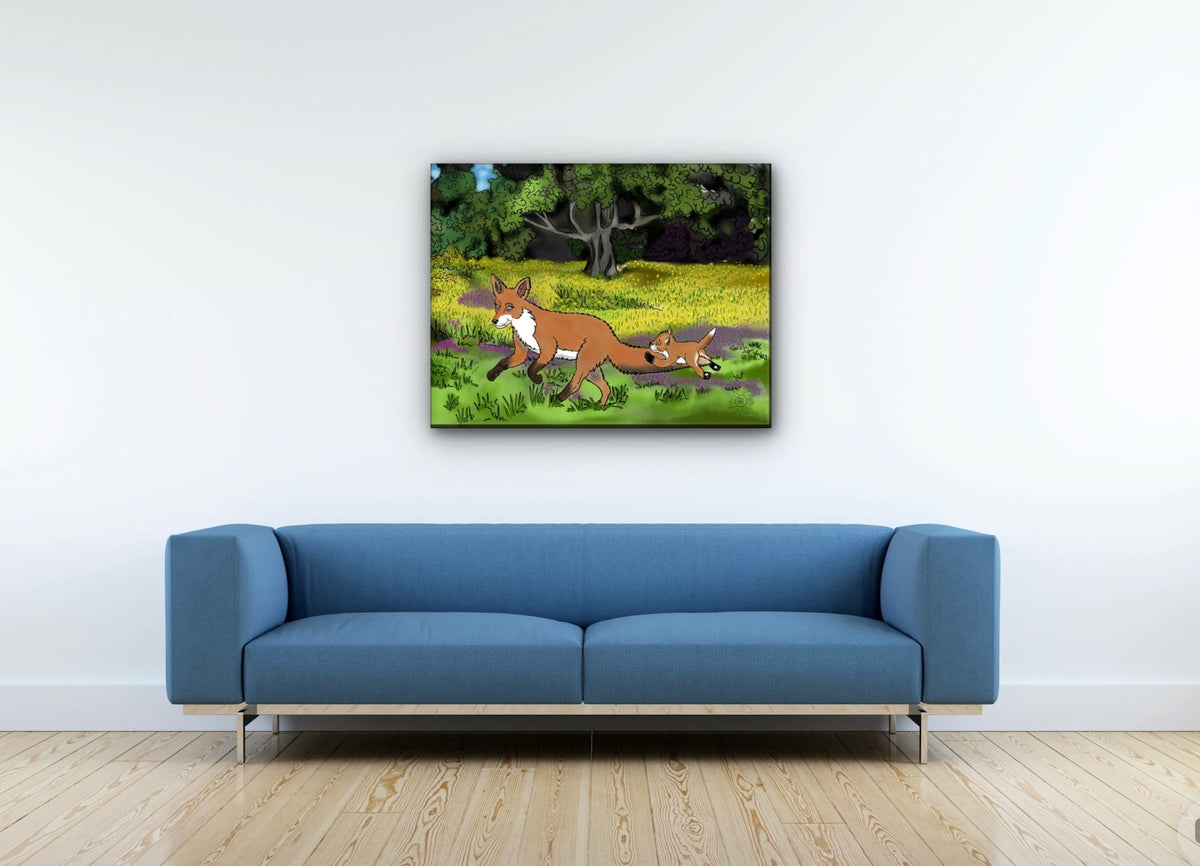 Fairen and Jamie Fox - large 24 x 36 unframed art print shown hanging on a wall