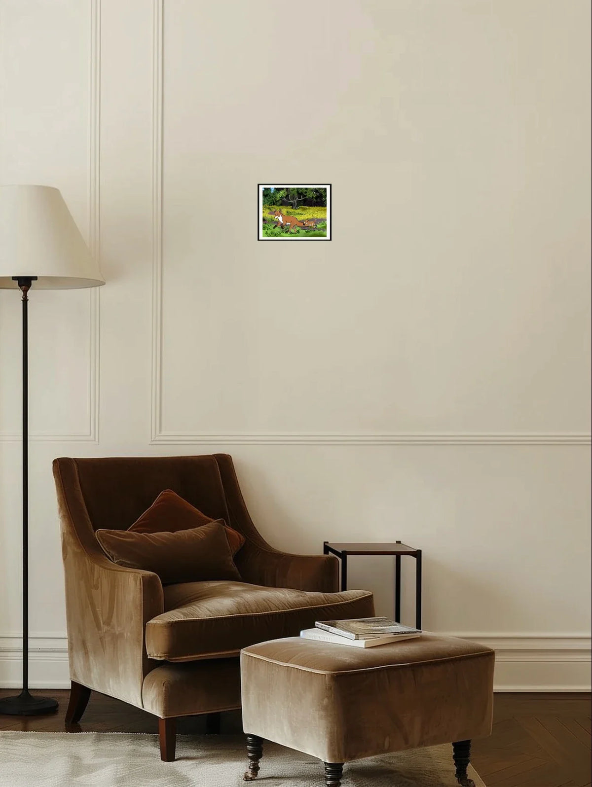 Fairen and Jamie Fox - small 8 x 10 matted and framed art print shown hanging on a wall