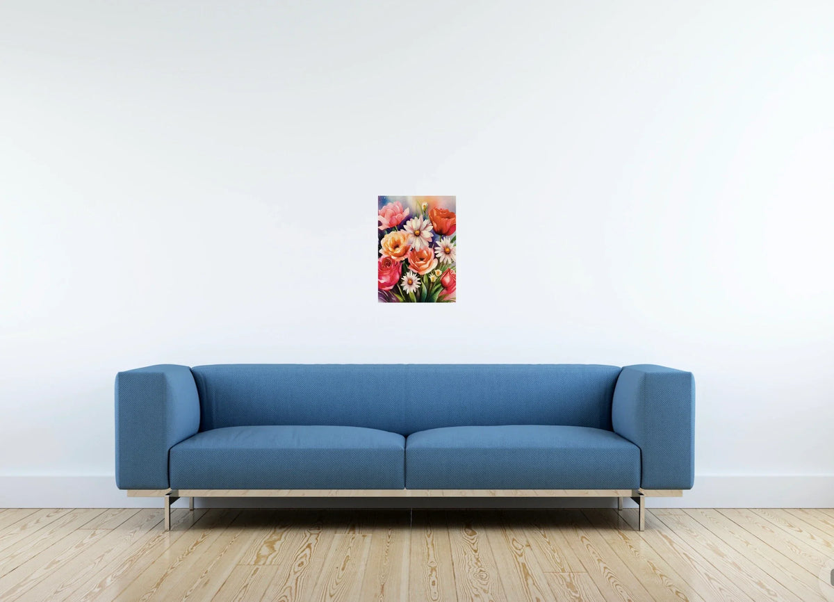 Floral Bouquet - medium 12 x 16 unframed art print shown hanging on a wall