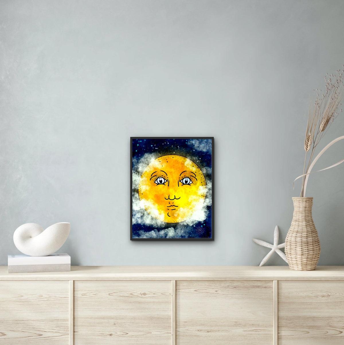 Full Moon - large 24 x 36 framed art print shown hanging on a wall