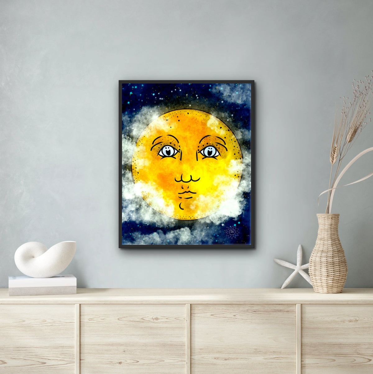 Full Moon - extra large 36 x 48 framed art print shown hanging on a wall