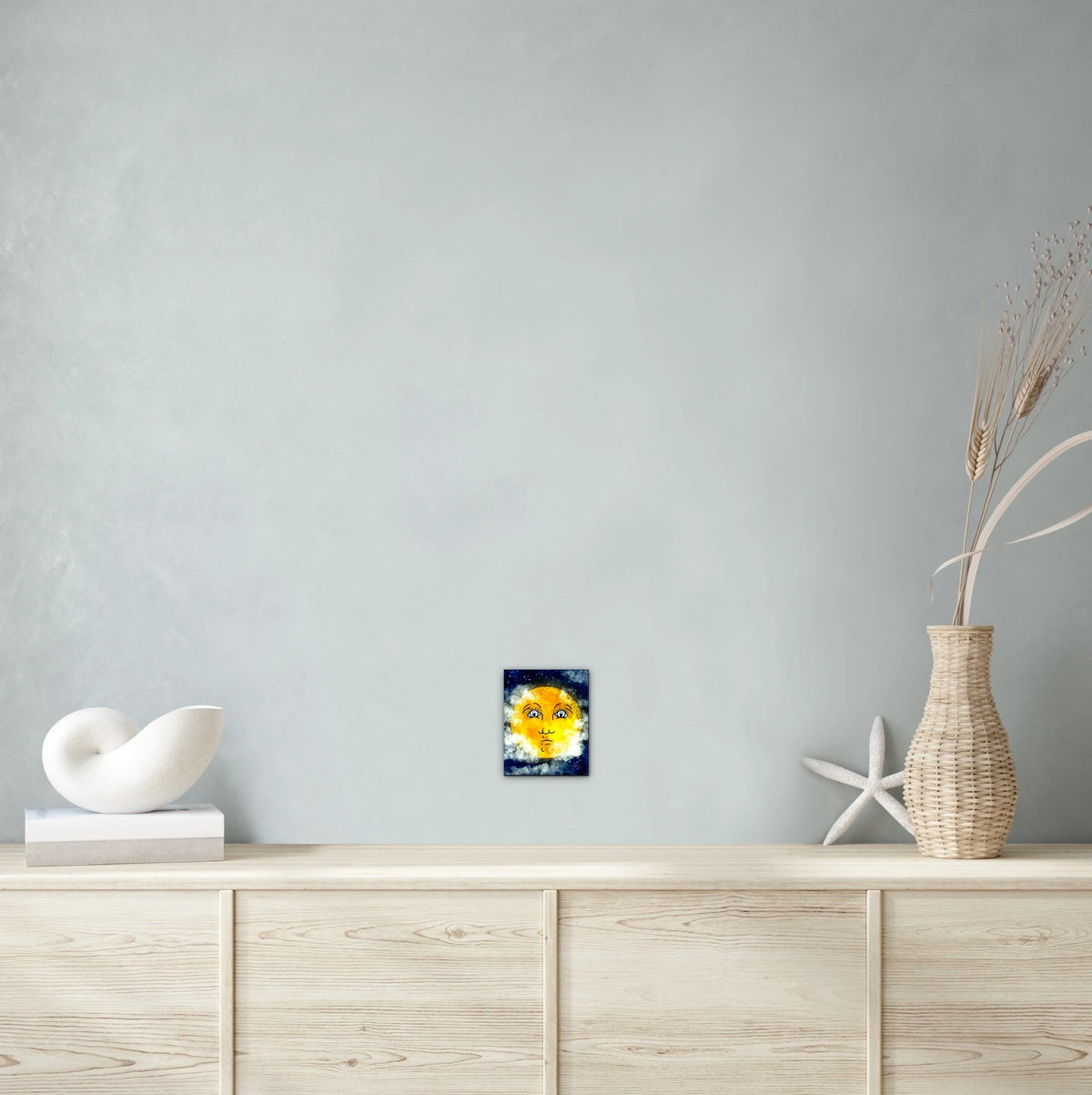 Full Moon - small 8 x 10 unframed art print shown hanging on a wall