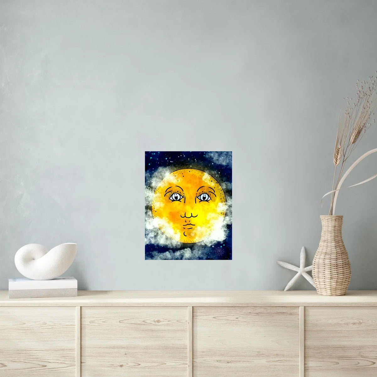 Full Moon - large 24 x 36 unframed art print shown hanging on a wall