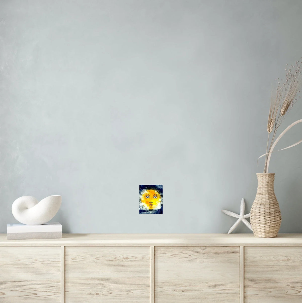 Full Moon - small 8 x 10 unframed art print shown hanging on a wall