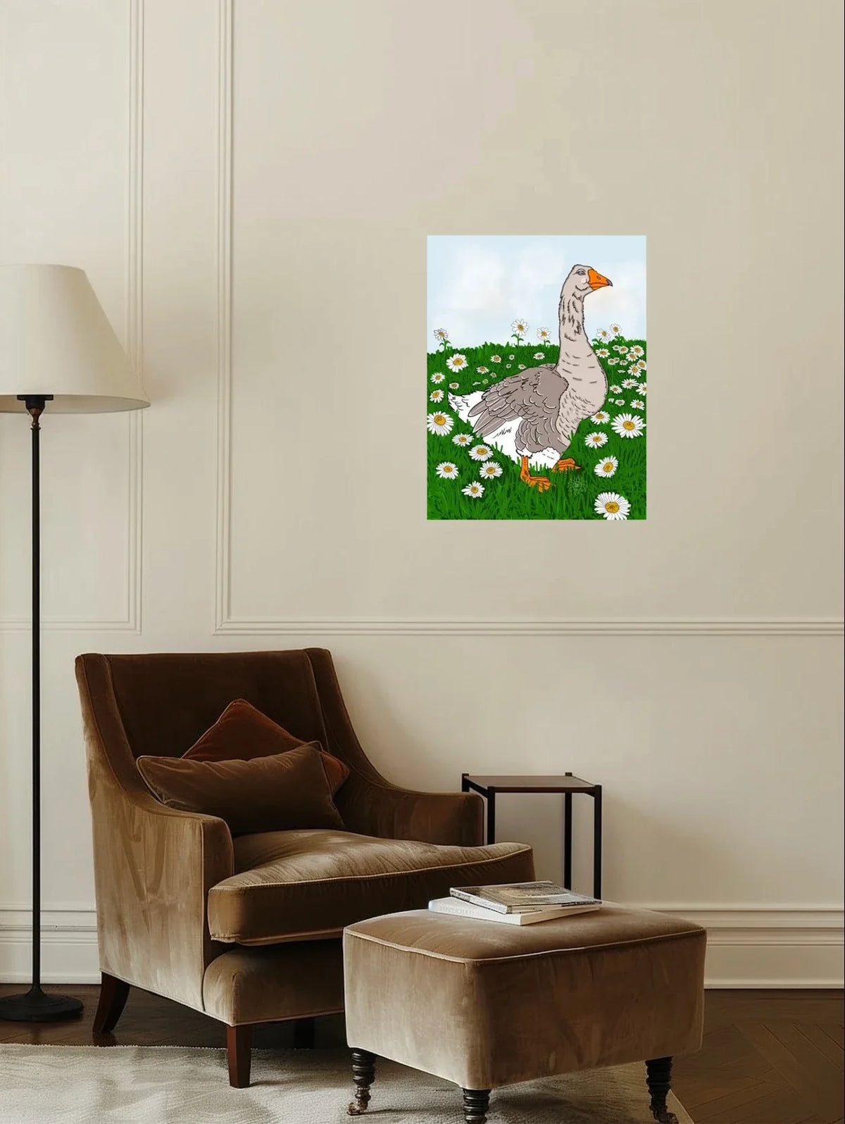 Gabi Goose - large 24 x 36 unframed art print shown hanging on a wall