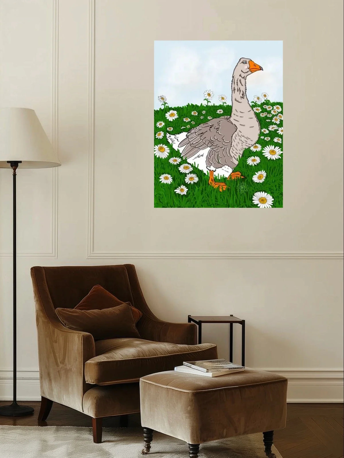 Gabi Goose - extra large 36 x 48 unframed art print shown hanging on a wall