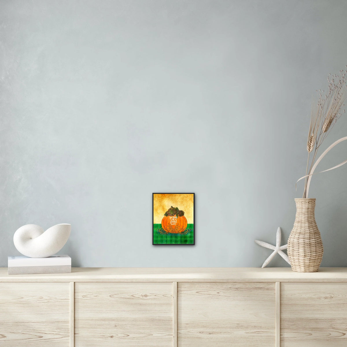 Give Thanks - medium 12 x 16 framed art print shown hanging on a wall