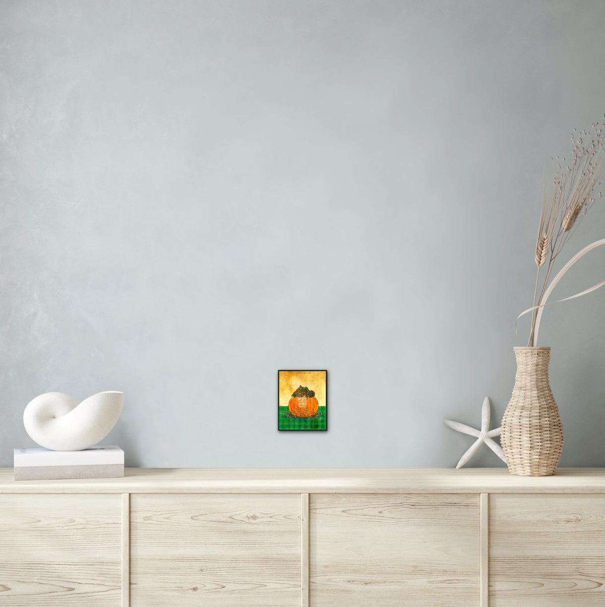 Give Thanks - small 8 x 10 framed art print shown hanging on a wall