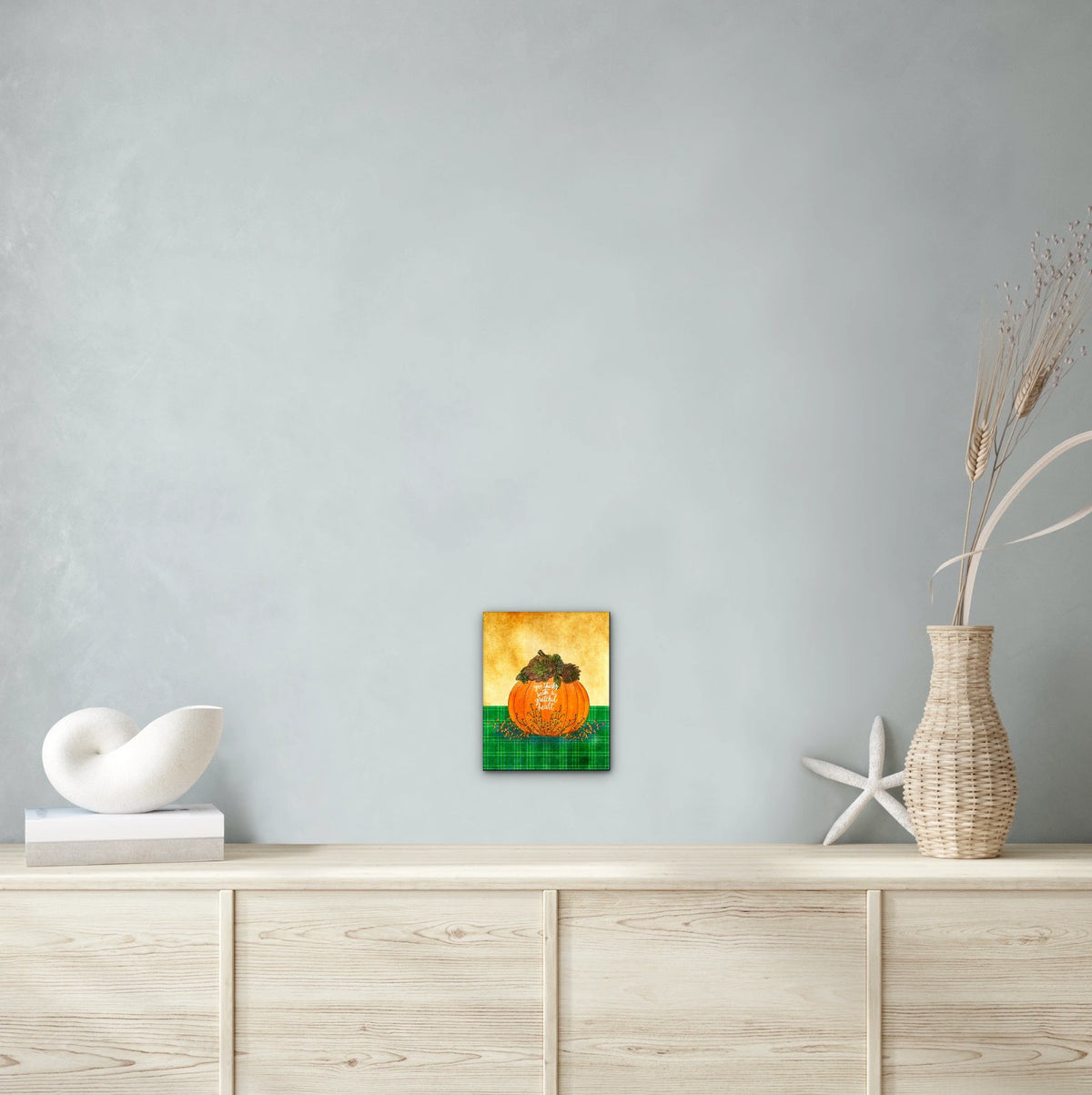 Give Thanks - medium 12 x 16 unframed art print shown hanging on a wall
