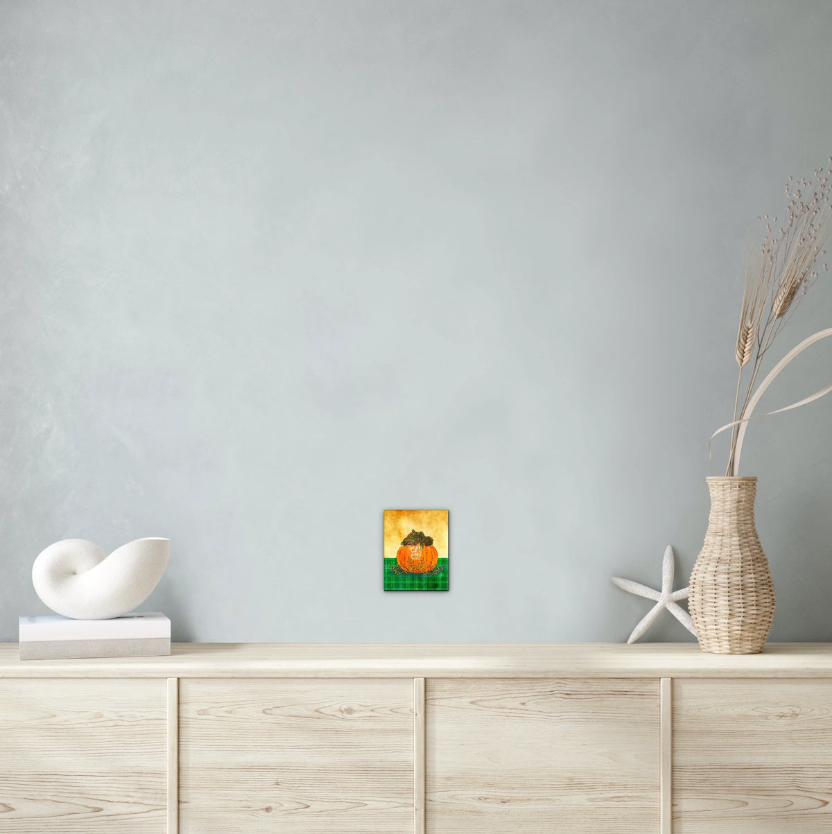 Give Thanks - small 8 x 10 unframed art print shown hanging on a wall