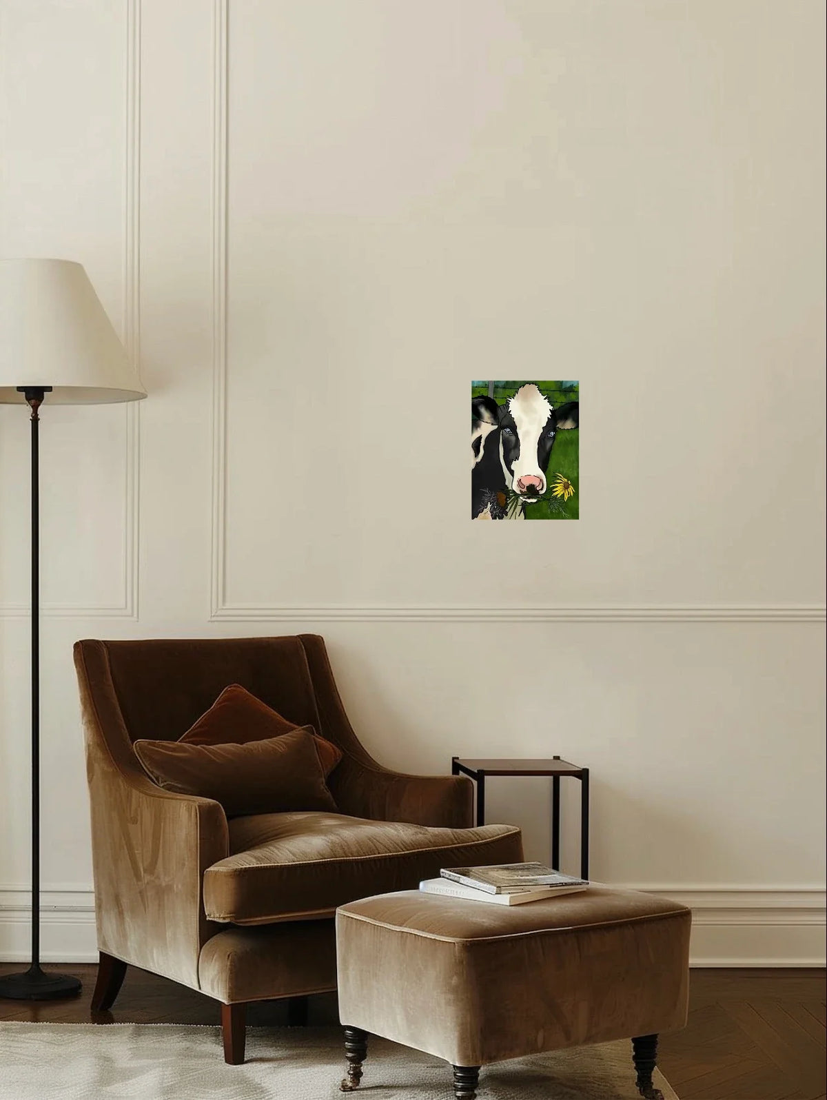 Grace The Cow - medium 12 x 16 unframed art print shown hanging on a wall