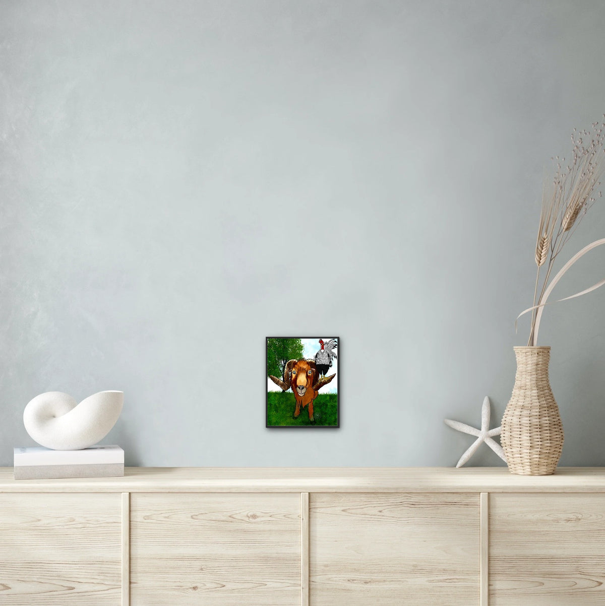Hanging with Friends - medium 12 x 16 framed art print shown hanging on a wall