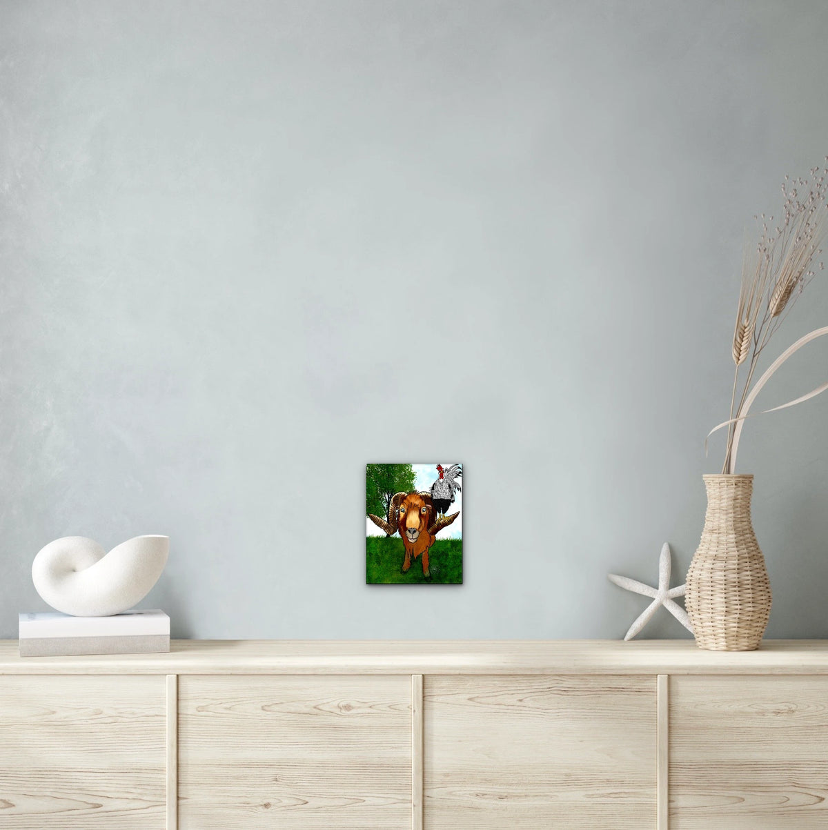 Hanging with Friends - medium 12 x 16 unframed art print shown hanging on a wall
