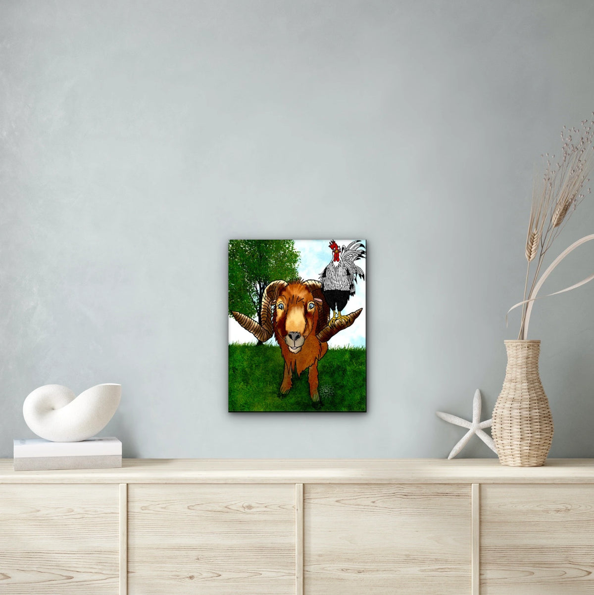 Hanging with Friends - large 24 x 36 unframed art print shown hanging on a wall
