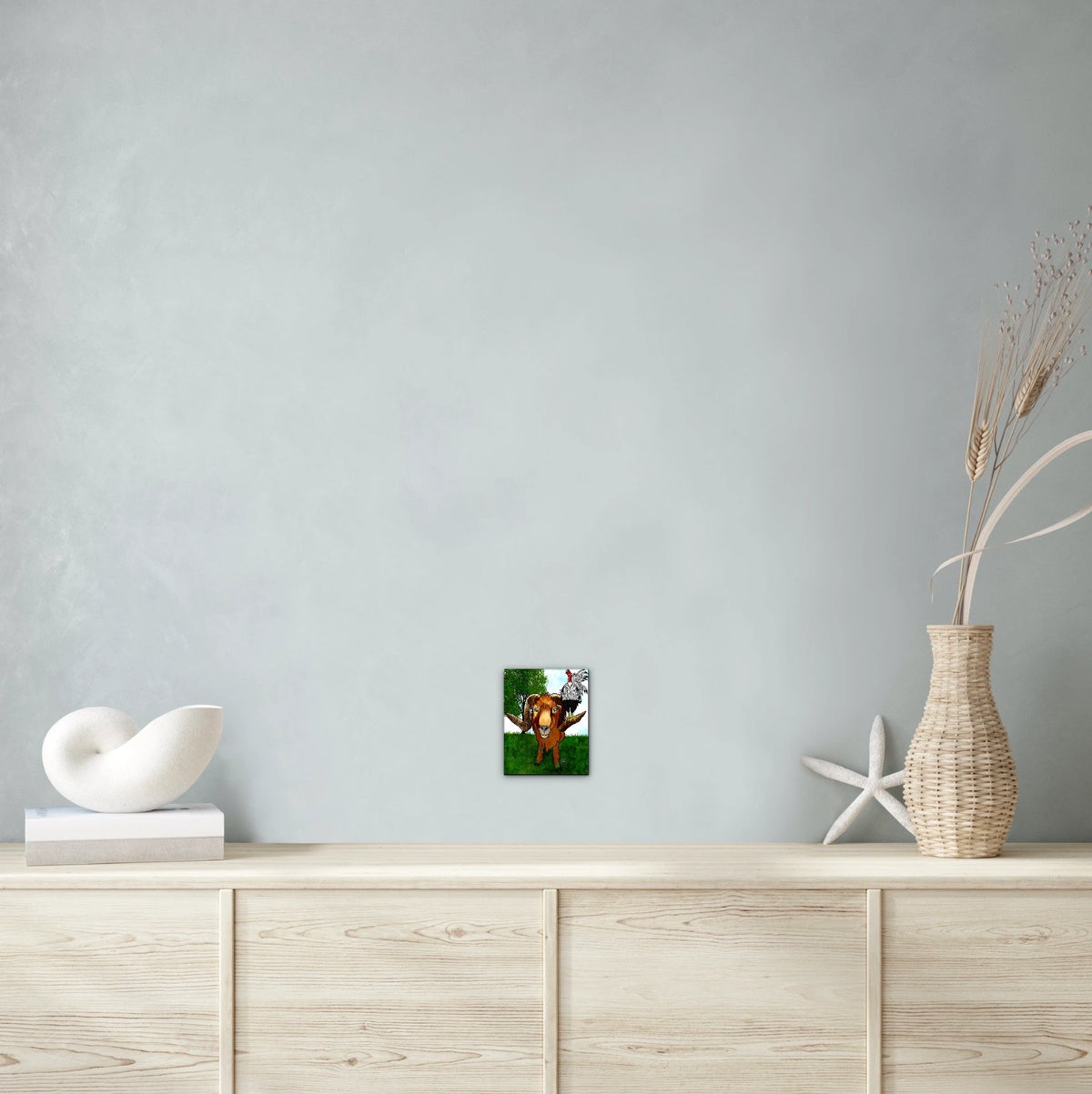 Hanging with Friends - small 8 x 10 unframed art print shown hanging on a wall