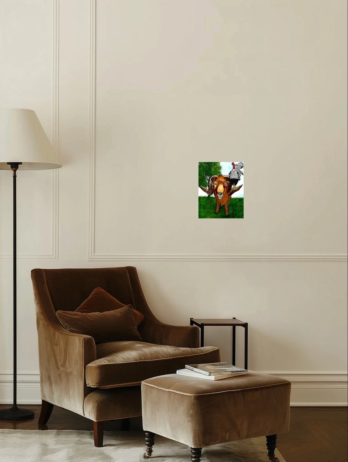 Hanging with Friends - medium 12 x 16 unframed art print shown hanging on a wall