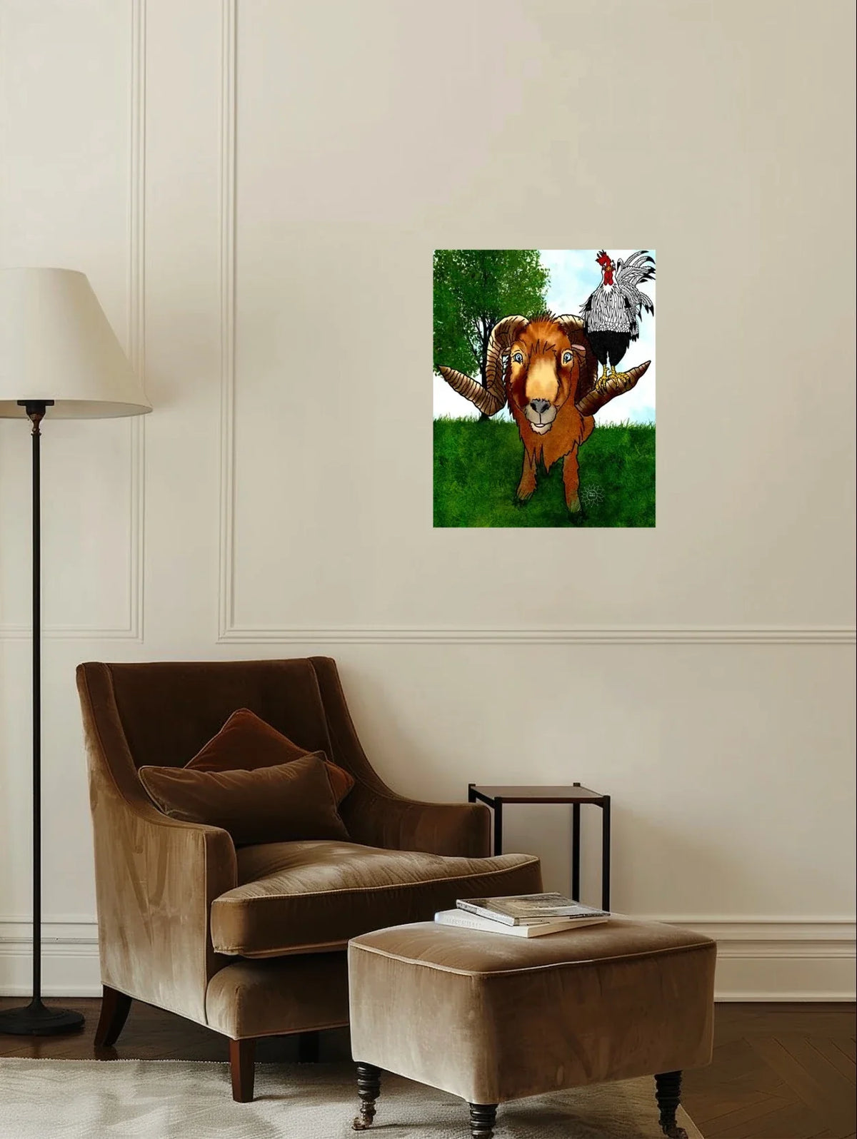 Hanging with Friends - large 24 x 36 unframed art print shown hanging on a wall