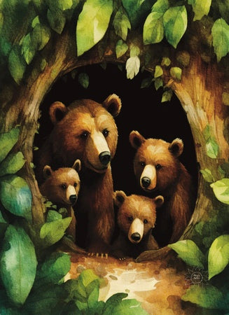Momma Brown Bear and Her Three Cubs