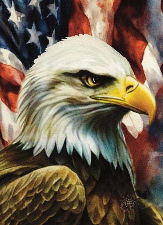 Majestic Whimsical Eagle with Flag