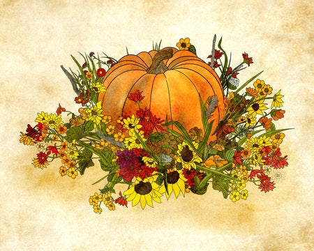 Pumpkin and Flowers