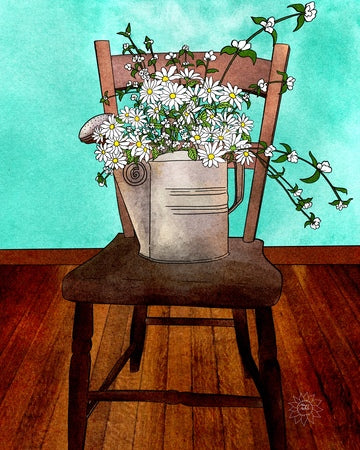 Sprinkling Can and Daisies