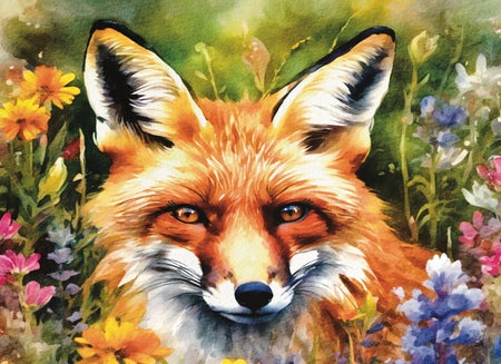 Fox Among Wildflowers