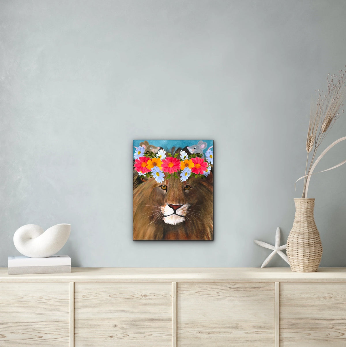 Jeremiah's Magical Crown - large 24 x 36 unframed art print shown hanging on a wall