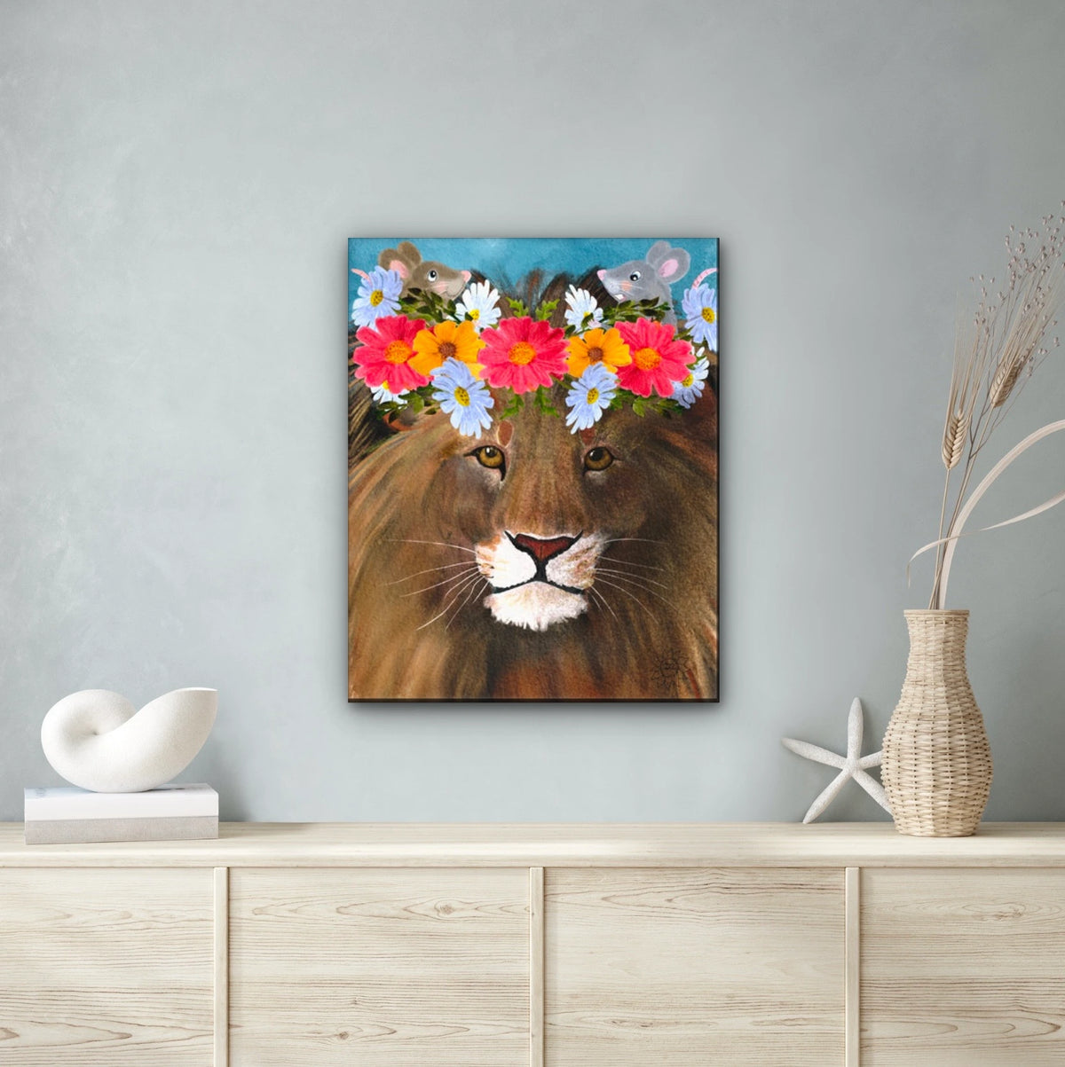 Jeremiah's Magical Crown - extra large 36 x 48 unframed art print shown hanging on a wall