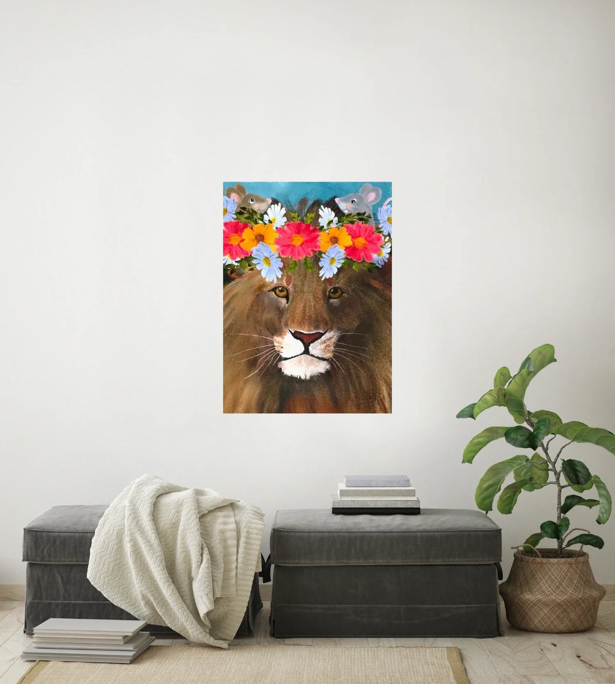 Jeremiah's Magical Crown - large 24 x 36 unframed art print shown hanging on a wall