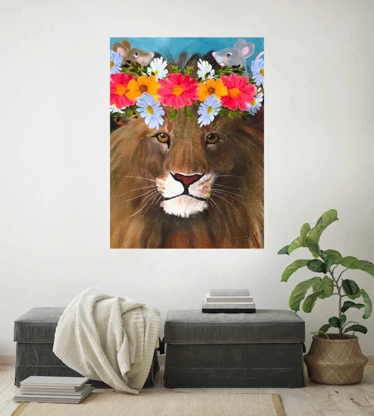 Jeremiah's Magical Crown - extra large 36 x 48 unframed art print shown hanging on a wall