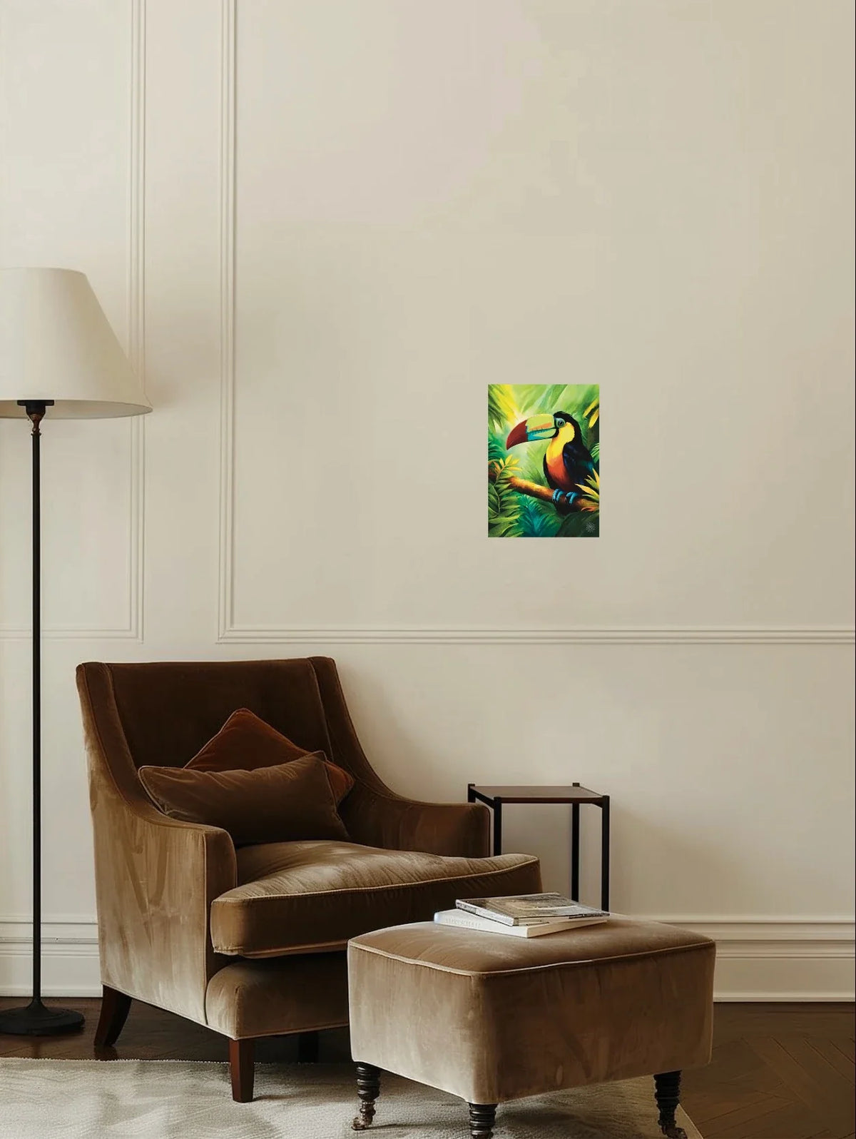 Keel Billed Toucan - medium 12 x 16 unframed art print shown hanging on a wall