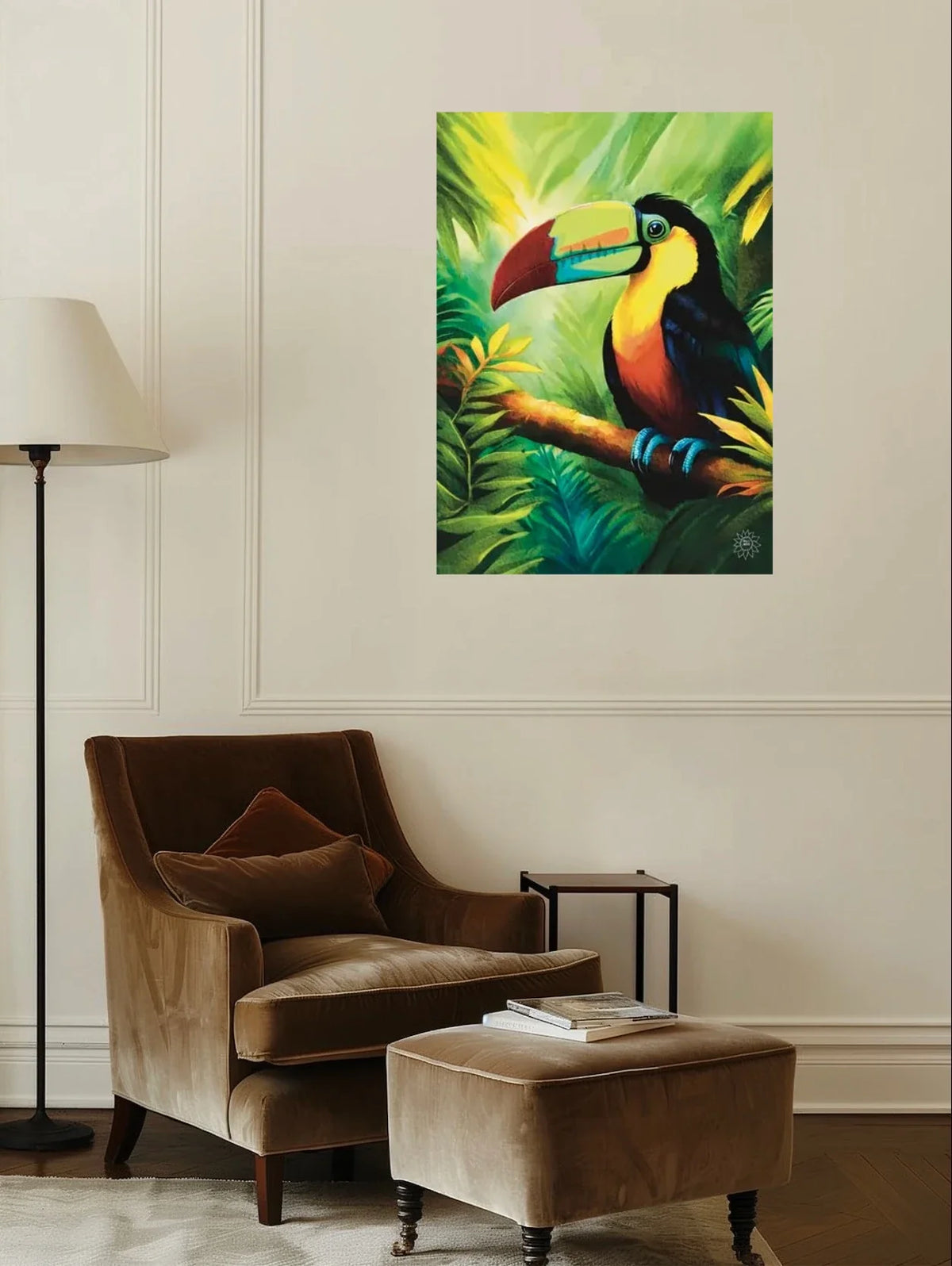 Keel Billed Toucan - extra large 36 x 48 unframed art print shown hanging on a wall