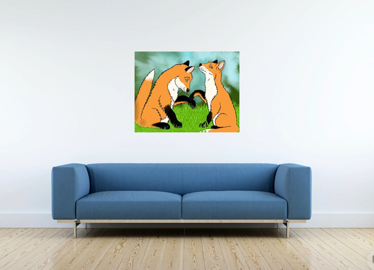 Kiss My Paw - large 24 x 36 unframed art print shown hanging on a wall