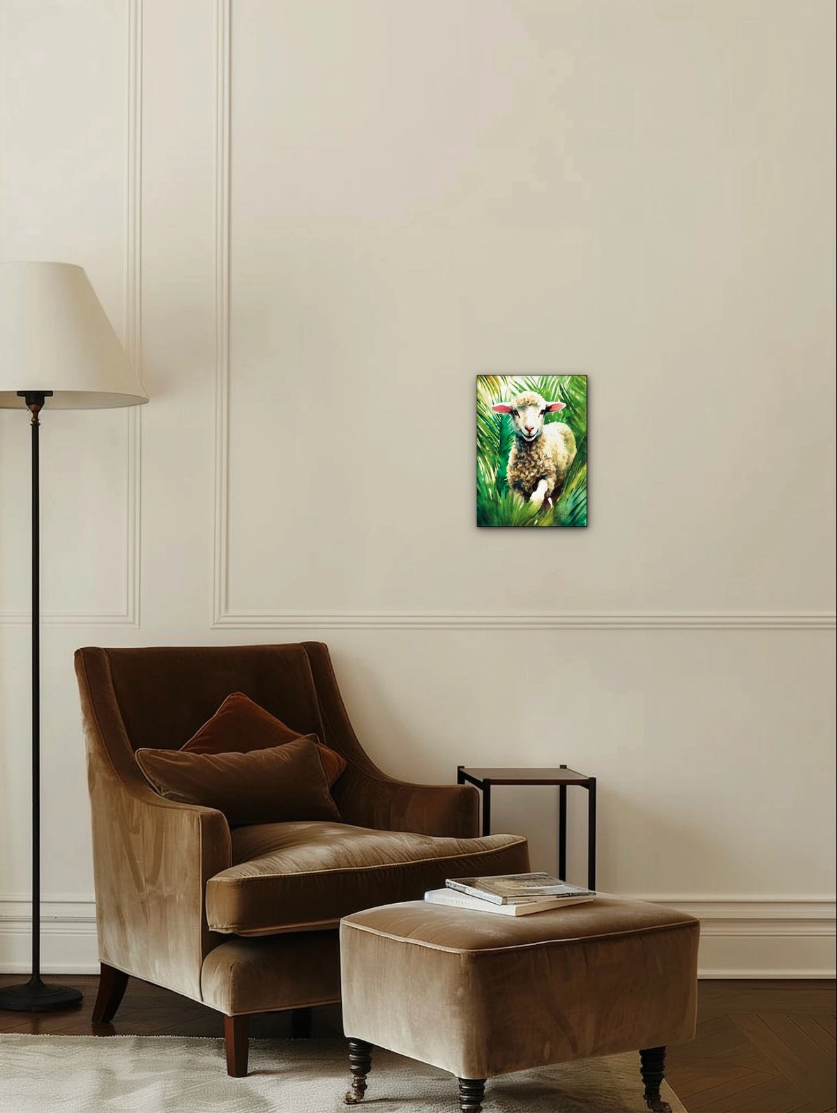 Lamb of God - medium 12 x 16 unframed art print shown hanging on a wall