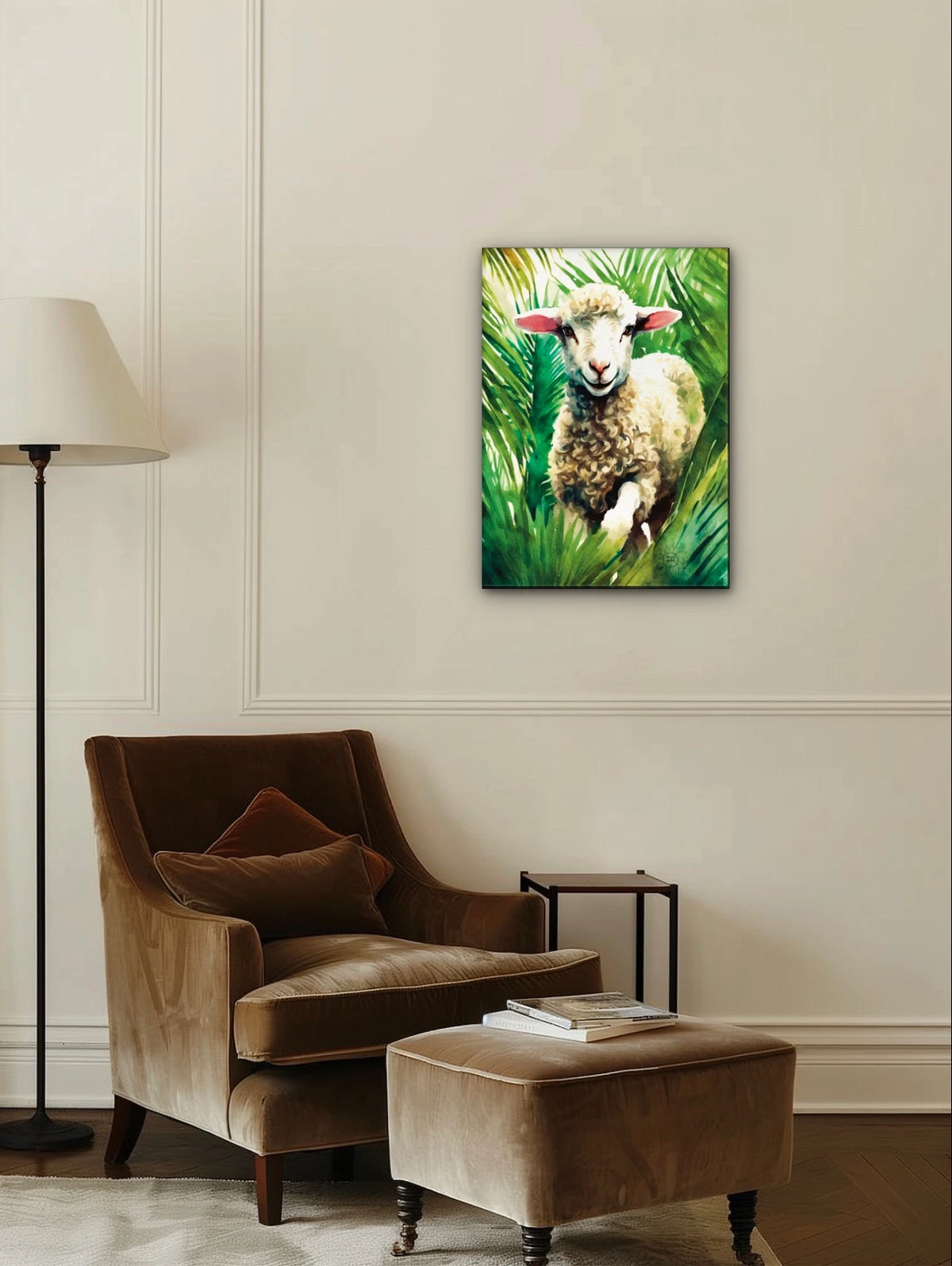 Lamb of God - large 24 x 36 unframed art print shown hanging on a wall