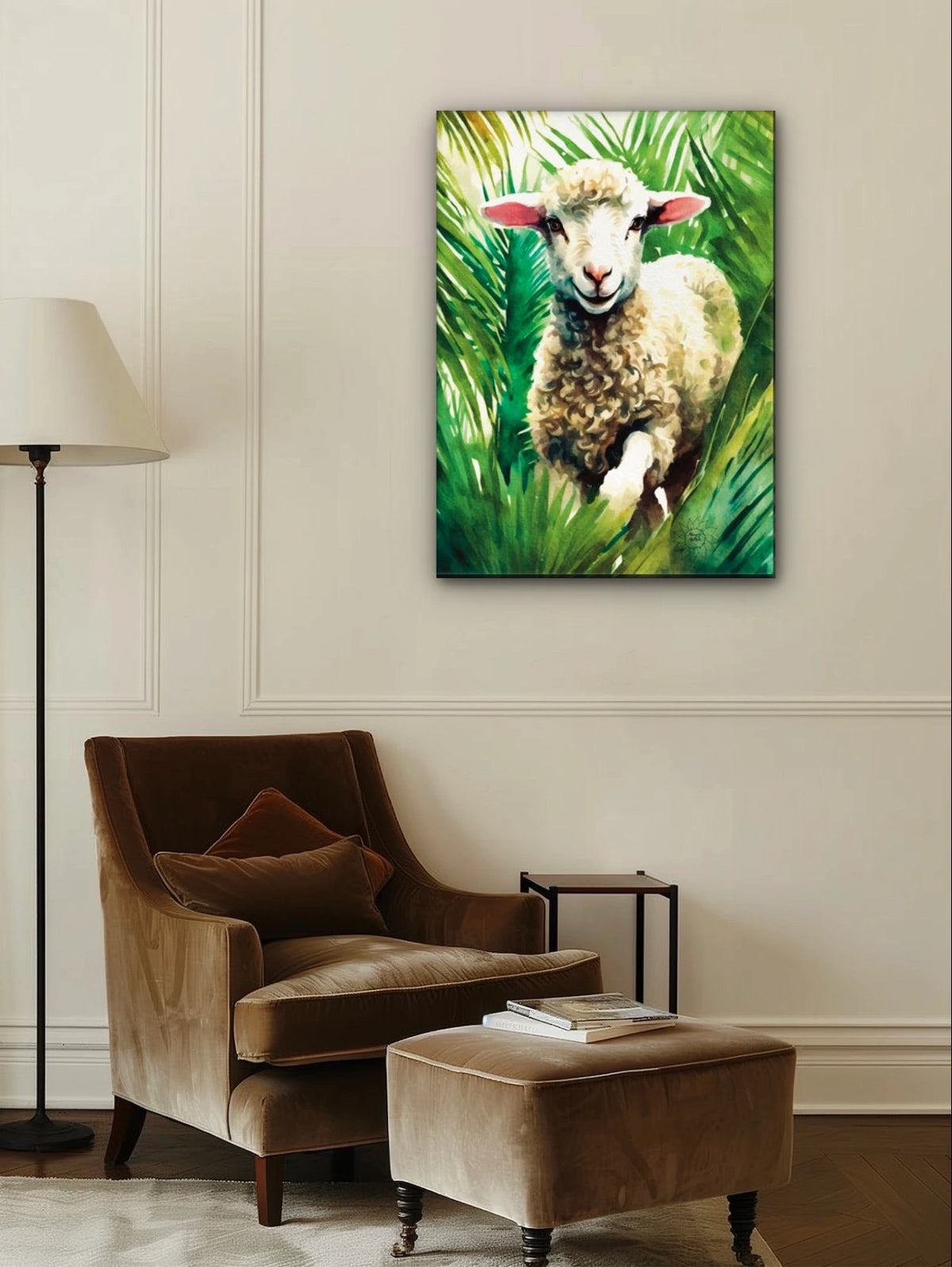 Lamb of God - extra large 36 x 48 unframed art print shown hanging on a wall