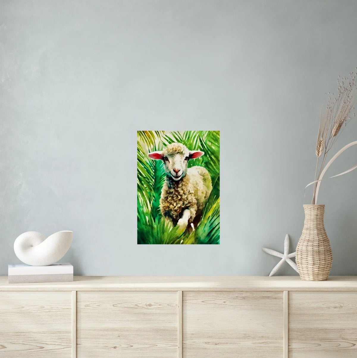 Lamb of God - large 24 x 36 unframed art print shown hanging on a wall