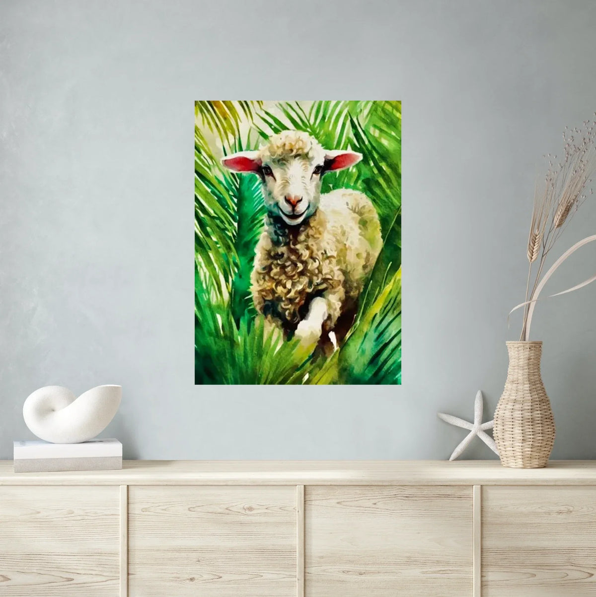 Lamb of God - extra large 36 x 48 unframed art print shown hanging on a wall