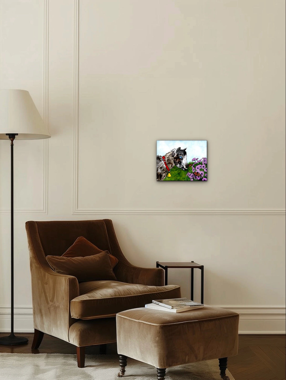 Latte the Kid - medium 12 x 16 unframed art print shown hanging on a wall