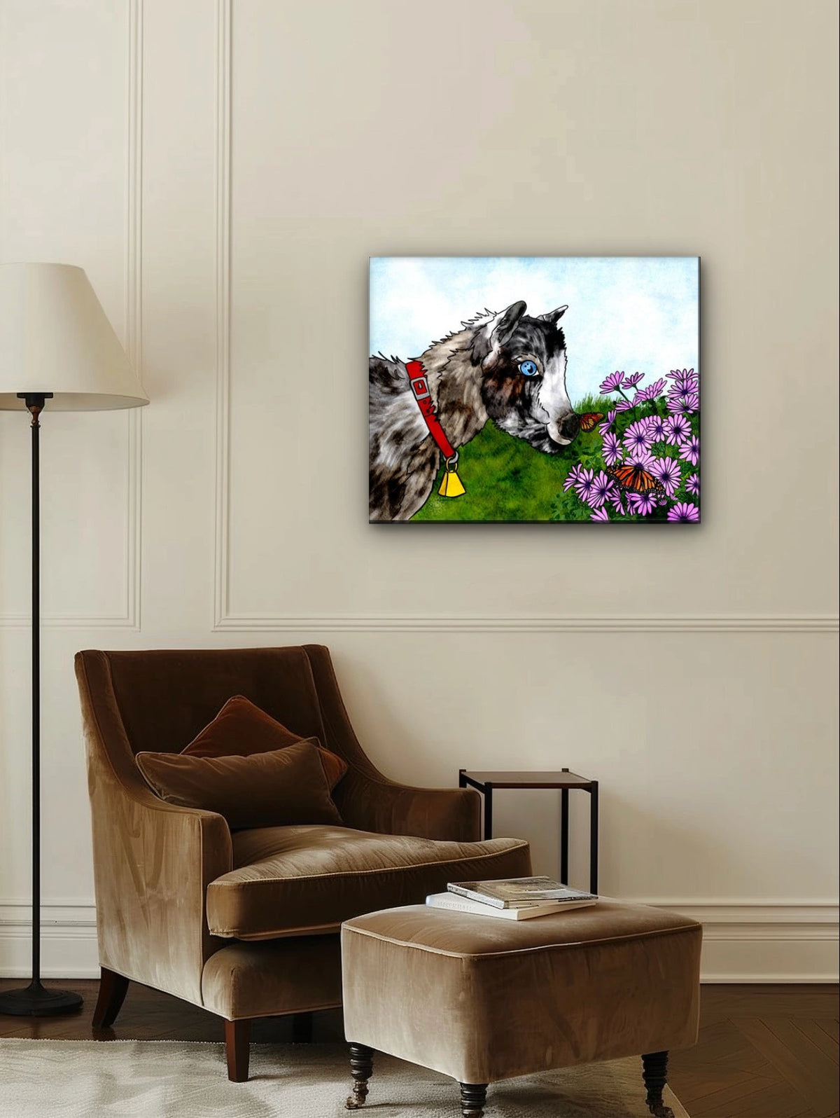 Latte the Kid - large 24 x 36 unframed art print shown hanging on a wall
