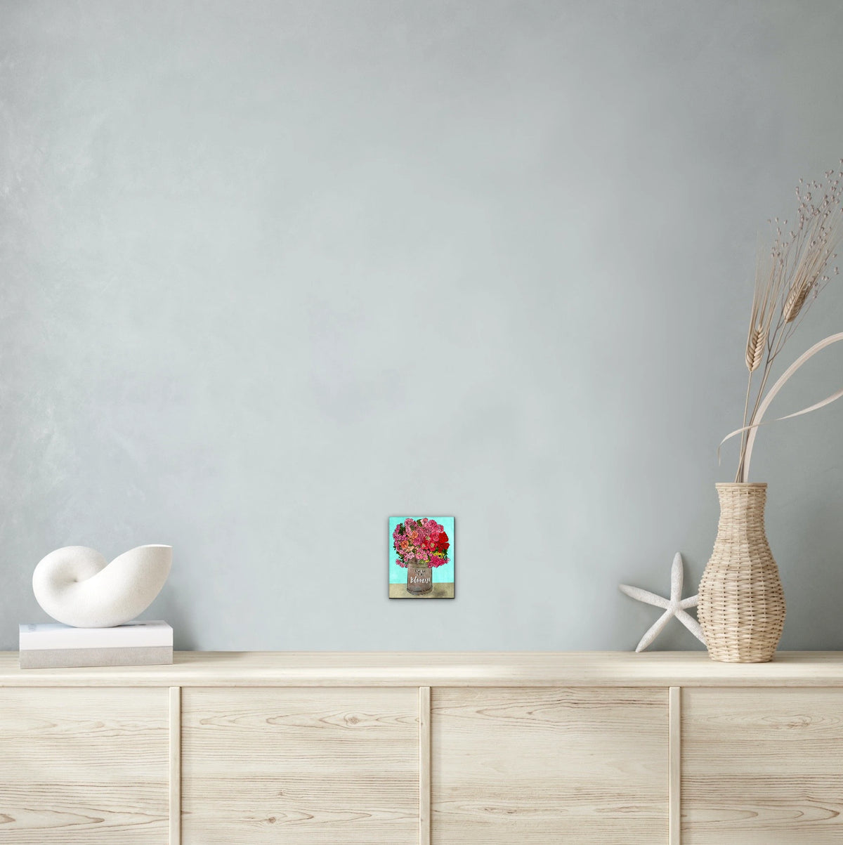 Live Life in Full Bloom! - small 8 x 10 unframed art print shown hanging on a wall
