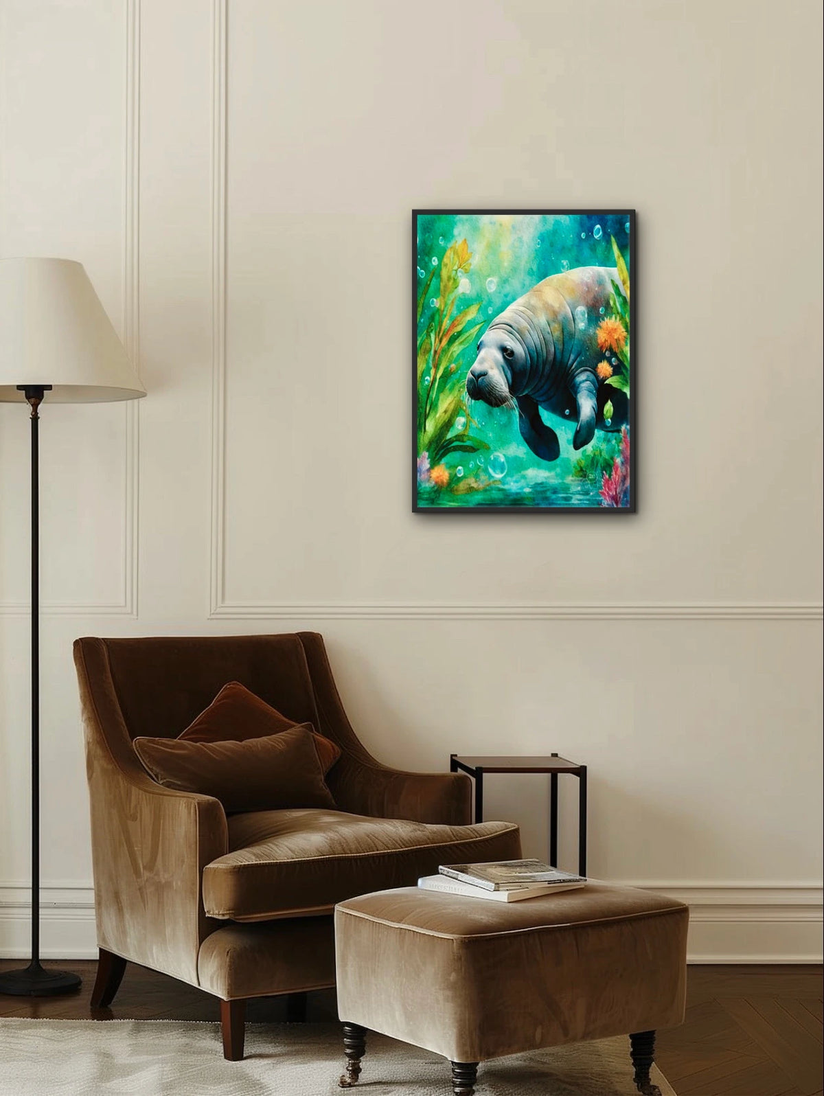 Luna's Serenade - large 24 x 36 framed art print shown hanging on a wall